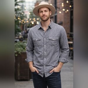 PX Gray Button Up Casual Shirt Size Small